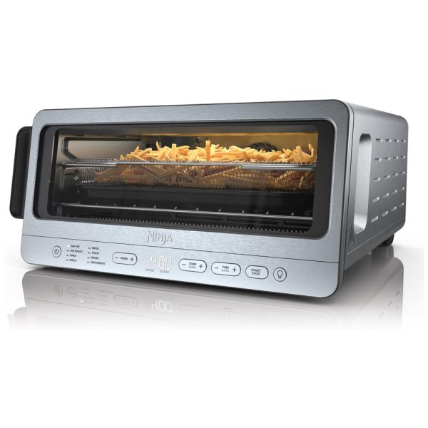 ectqg25lxc1d0b_0 jpg - Forno Elétrico Air Fryer 8 em 1 com Menu de Cozimento Automático, Prateleira Ajustável, Material de Aço Inoxidável e Tela LCD, 110V 1800W, Ninja Flip SP151, Prata