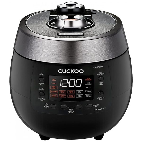 ectqg6t42h780b_0 jpg - Panela de Arroz Elétrica 1.4L, com 12 Predefinições e Tela LCD, 110v, CUCKOO CRP RT0609FB, Preto