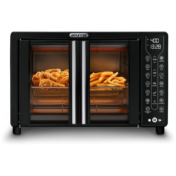 ectqgm45vst80b_0 jpg - Forno Elétrico com 17 Predefinições Incluindo AirFryer Porta Francesa, 24 L, 110V 1700W, Gourmia, Preto