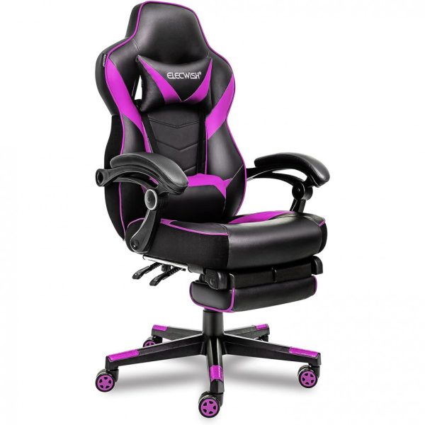 ectqj1mz4wd70b_0 jpg - Cadeira Gamer YOURLITEAMZ, Couro PU, Ergonômica, Reclinável, 360 Graus, Preto, Roxo