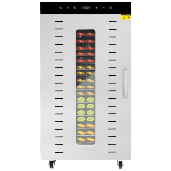 ectqk9dq8vrc0b_0 jpg - Desidratador de Alimentos em Aço Inoxidável com 20 Bandejas, Controle de Temperatura e Temporizador, 110V 1700W, SAHUANIYE, Prata