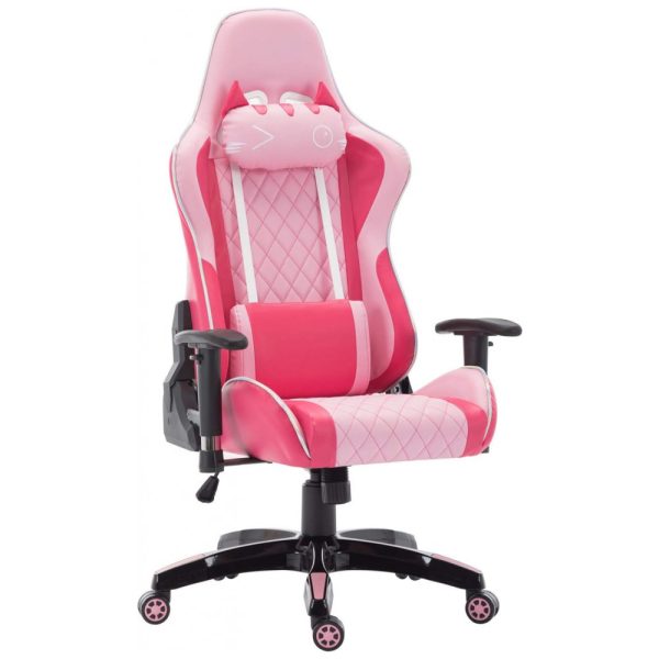 ectqkgl3xnd80b_0 jpg - Cadeira Gamer Ergonômica e Giratória com Apoio de Cabeça 3D, CIMOO CM 148 PK, Rosa