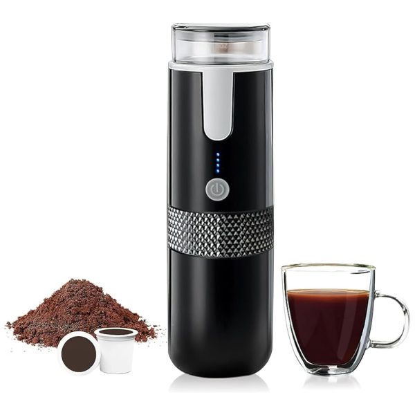 ectqkv63nt4d0b_0 jpg - Cafeteira Portátil com Carregamento USB C e Compatível com Cápsulas ou Moído para Viagens, Acampamentos e Caminhadas, POHHRYVI, Preta