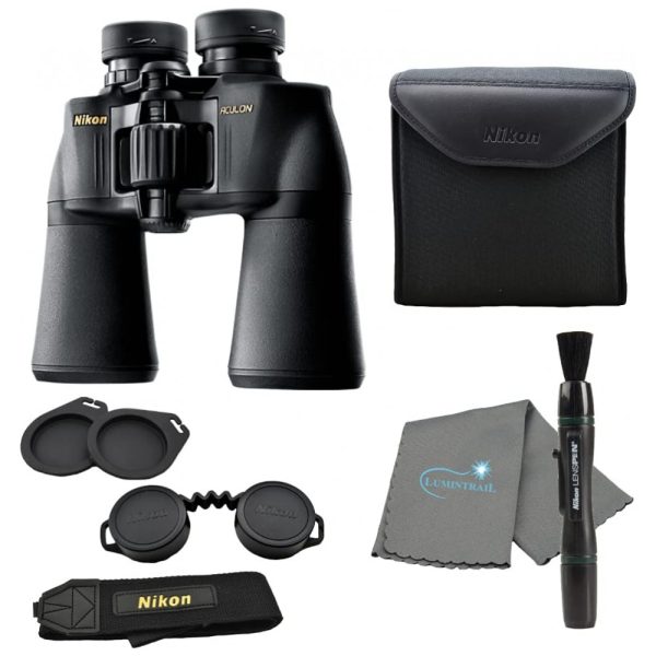 ectqky9vwj490b_0 jpg - Binóculos 10x50 para Adultos com Caneta de Lente Nikon e Pano de Limpeza Lumintrail, Nikon Aculon A211, Preto