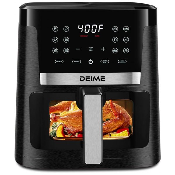 ectqlblbmxmc0b_0 jpg - Fritadeira Elétrica Air Fryer 7 Litros com 12 Predefinições e Tela LCD Digital, 110V 1700W, Deime, Preta