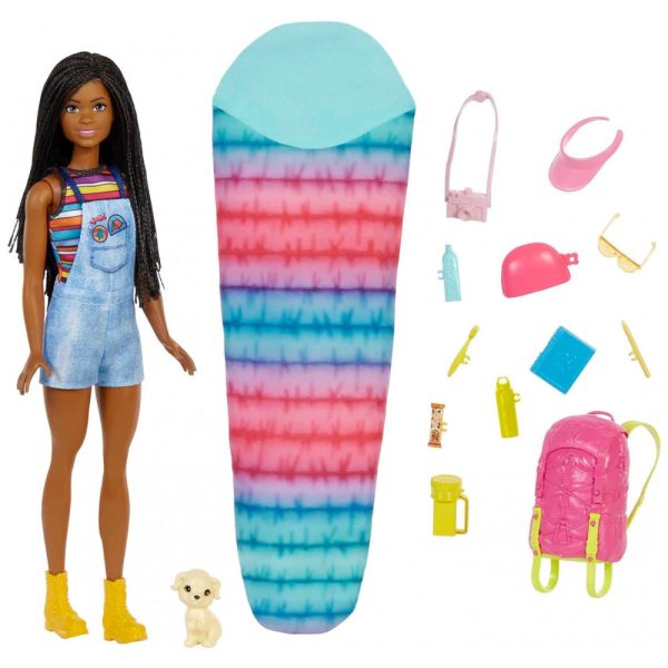 ectqlq7r3wb90b_0 jpg - Boneca com 10 Acessórios de Acampamento para Crianças de 3 a 7 Anos, BARBIE HDF74, Rosa