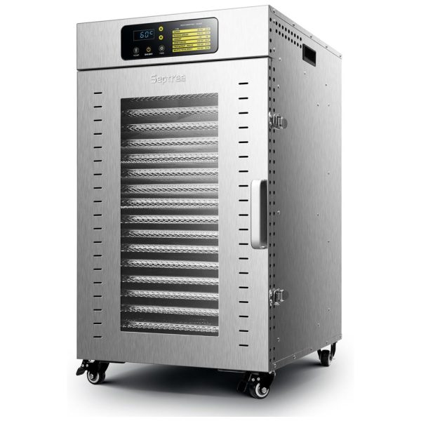 ectqlwtgx1dc0b_0 jpg - Desidratador de Alimentos em Aço Inoxidável com 18 Bandejas, Temporizador Ajustável e Controle de Temperatura, 110V 1500W, Septree, Prata