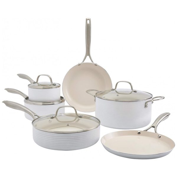 ectqn42ws3n80b_0 jpg - Conjunto de Panelas e Frigideiras Antiaderentes 10 Peças, Branca, DENMARK TOOLS FOR COOKS, Branco