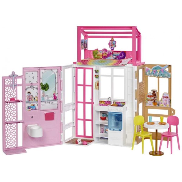 ectqnrjl81c90b_0 jpg - Casa de Boneca Barbie com Acessórios para Móveis, Incluindo Cachorrinho de Estimação, 4 Áreas de Lazer