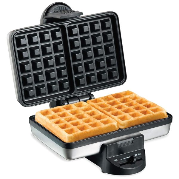 ectqozj1lh300b_0 jpg - Máquinda de Waffle, 2 Fatias, Aço Inoxidável, 110v, HAMILTON BEACH 26009, Prateado