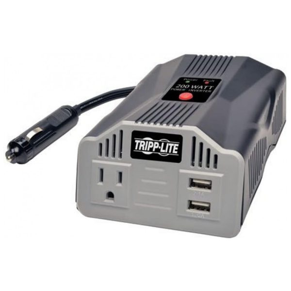 ectqqnyg9e210b_0 jpg - Inversor de Potência Automotivo 200W com 1 Tomada, 2 porta de Carregamento USB, 12V, TRIPP LITE PV200USB, Cinza