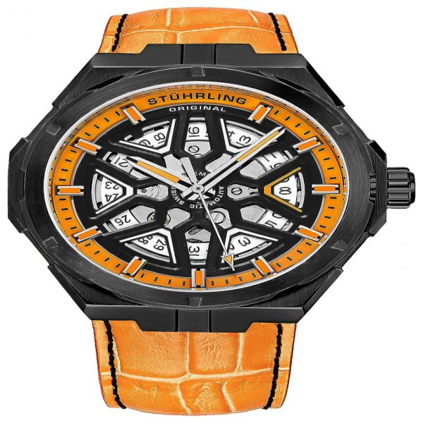 ectqqs234k180b_0 jpg - Relógio Masculino Automático, Resistente 50m, STUHRLING 379.06, Laranja