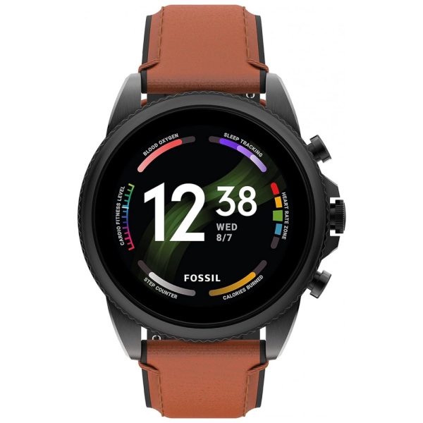 ectqtr2gx2b90b_0 jpg - Relógio Smartwatch 45mm com Tela Sensível ao Toque em Aço Inoxidável e Pulseira de Couro com Frequência Cardíaca, FOSSIL, Preto