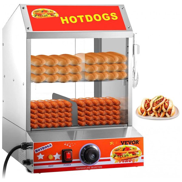 ectqw4z5vgr90b_0 jpg - Máquina de Hot Dog Profissional Antiaderente até 175un Por Vez em Aço Inoxidável, 110V 1500W, VEVOR RGG001, Prata e Vermelha