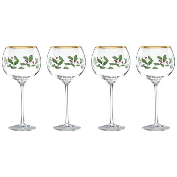 ectqwech5vt00b_0 jpg - Conjunto de Taças para Vinho de 470mL para Natal com Estilo Clássico e 4 Peças, Lenox 856101, Verde, Vermelho e Dourado