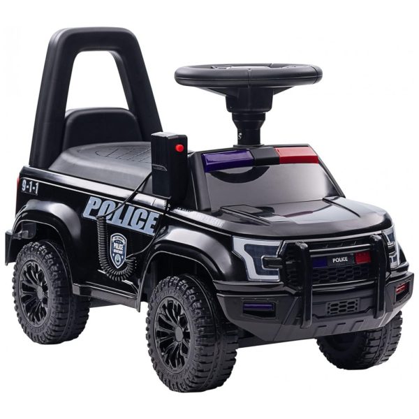 ectqwrwth1bb0b_0 jpg - Carro Infantil Policial de Deslizar com os Pés, Possui Sistema de Som e Armazenamento Embaixo do Banco, Aosom, Preto