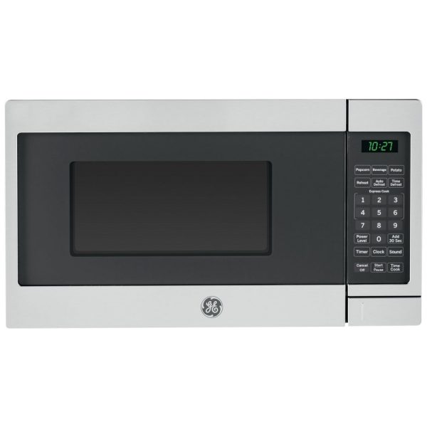 ectqyvg8xr010b_0 jpg - Micro Ondas de Bancada em Aço Inoxidável 19L com 6 Programas, 110V 700W, GE, Prata