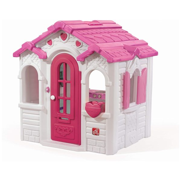 ectqyypfh7s00b_0 jpg - Casinha Infantil para Área Externa com Campainha Eletrônica, Claraboia, Vaso de Flores em Formato de Coração, Porta e Persianas Funcionais, Step 2 851900, Branco e Rosa