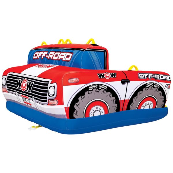 ectq3nb7ylkc0b_0 jpg - Boia Rebocável Temática Caminhão Off Road para 1 a 3 Pessoas, WOW Sports, Azul e Vermelho