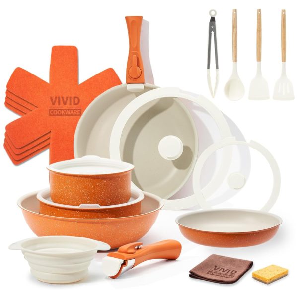 ectq63jwhk8d0b_0 jpg - Jogo de Panelas e Frigideiras Antiaderentes, Material em Alumínio com 22 Peças, Cabo Removível e Utensílios de Cozinha, VIVIDCOOKWARE, Laranja