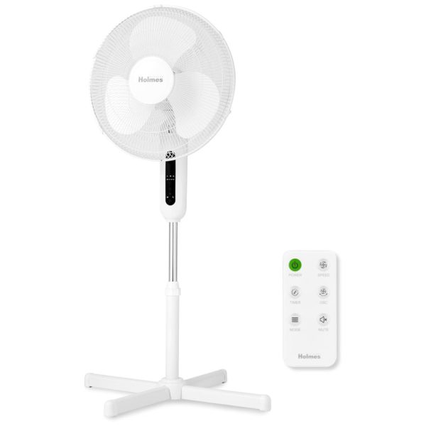 ectq7x88npqc0b_0 jpg - Ventilador Pedestal com Controle Remoto, Oscilação de 80 , 3 Velocidades, 3 Modos e Temporizador, 110V, HOLMES, Branco