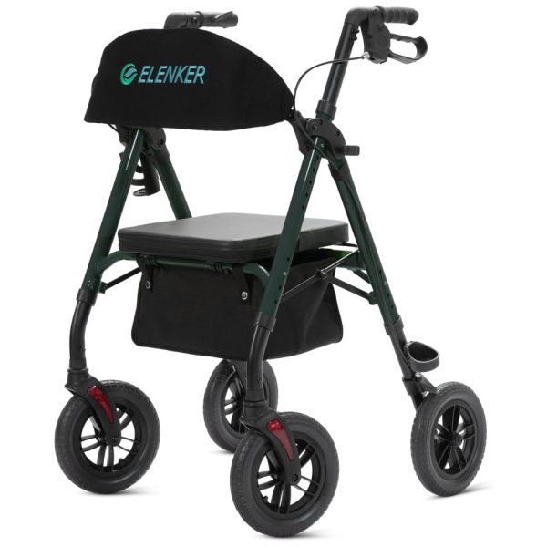 ectq86lggl4c0b_0 jpg - Andador para Idosos com Assento e Encosto Acolchoado e Estrutura Ajustável, Até 136 Kg, ELENKER, Verde