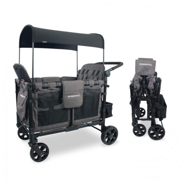 ectq8scdfzk90b_0-1 jpg - Carrinho de Passeio para 4 Crianças Multifuncional com Cobertura Removível e Dobramento, até 136 kg, WONDERFOLD W4, Cinza e Preto