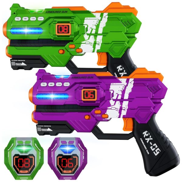 ectq9dwm3txc0b_0 jpg - Conjunto de Pistola de Brinquedo com Laser Tag, 2 Armas e 2 Coletes que Exibe a Pontuação Digital para Crianças e Adultos, IJO, Verde e Roxo