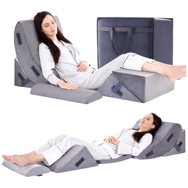 ectqbzclm9gc0b_0 jpg - Conjunto de Almofadas Ortopédicas 6 Pcs para Pós Cirurgia, Alivío da Dor e Refluxo, Inclui Bolsa de Viagem, BDEUS, Cinza