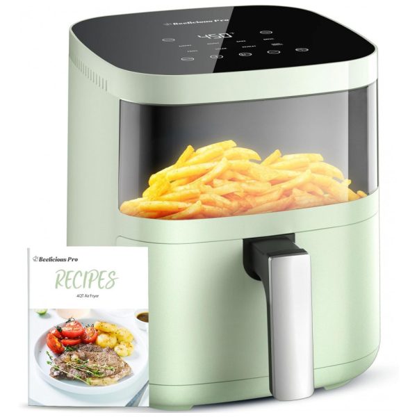 ectqf355zpgc0b_0 jpg - Fritadeira Elétrica Airfryer 8 em 1, 3,7L com Janela de Visualização, Painel Digital e Cesto Antiaderente Adequado de 2 a 4 Pessoas, 110V 1550W, Beelicious, Verde