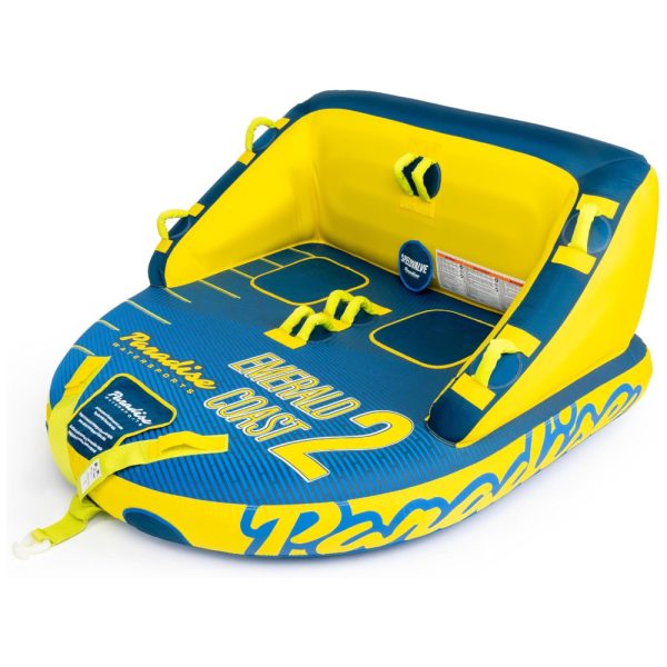 ectqg1fklzxc0b_0 jpg - Boia Rebocável para 1 a 2 Pessoas com Costura de Nylon Reforçada e Acolchoamento em EVA, Paradise Water Sports, Azul e Amarelo