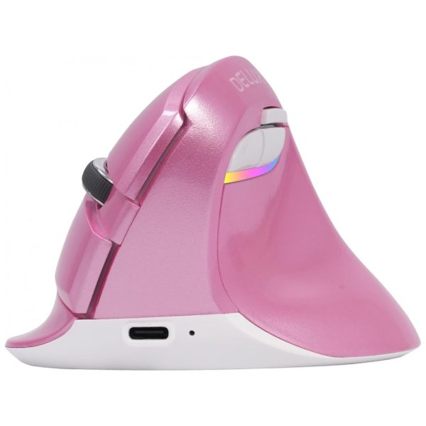 ectqhflkh4j70b_0 jpg - Mouse Ergonômico Vertical sem Fio Reduz a Tensão do Pulso com Sensibilidade Ajustável, 800, 2400 DPI, DELUX M618mini Pink, Rosa