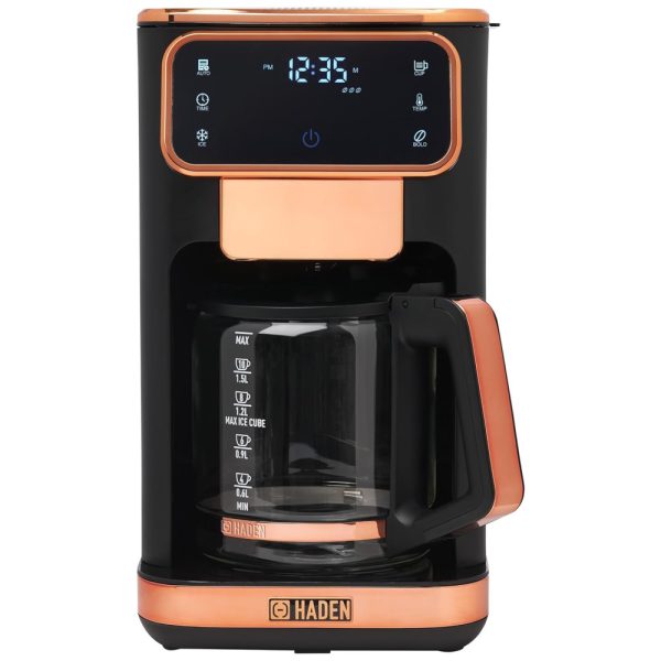 ectqlcm1qp6d0b_0 jpg - Cafeteira 12 Xícaras para Café Quente ou Gelado com Relógio Programável, 110V 1100W, Haden Dual Brew, Preto e Cobre