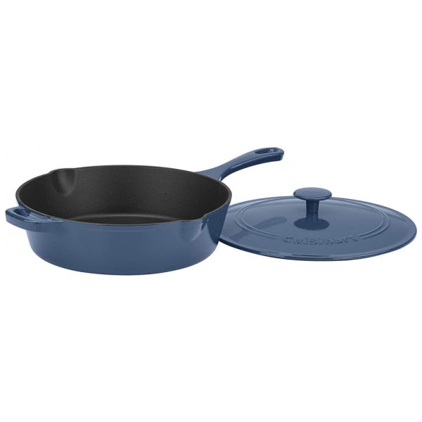 ectqml6k9v100b_0-1 jpg - Frigideira de Ferro Fundido Esmaltada e Pre Preparada, CUISINART CI45 30BG, Azul