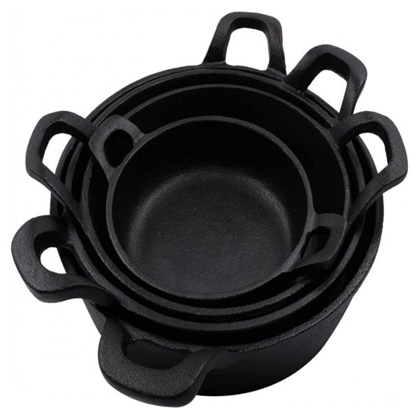 ectqmvj5xny80b_0 jpg - Conjunto de Panelas de Ferro Fundido Pré Preparadas, 4 Peças, CRUCIBLE COOKWARE, Preto