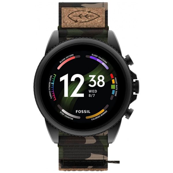 ectqn9r4t2b90b_0 jpg - Relógio Smartwatch 45mm com Tela Sensível ao Toque em Aço Inoxidável e Pulseira de Nylon com Frequência Cardíaca, FOSSIL, Preto