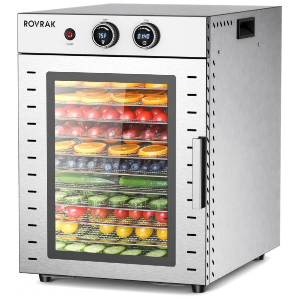 ectqqd5gzbpb0b_0 jpg - Desidratador de Alimentos Profissional com 12 Bandejas em Aço Inoxidável, 110V 1000W, ROVRAk