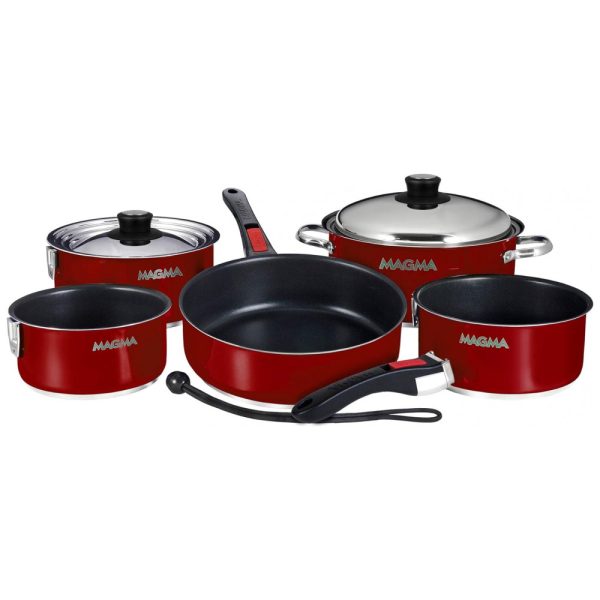 ectqqimq7nc10b_0 jpg - Conjunto de Panelas e Frigideiras de Aço oxidável, 10 Peças, MAGMA A10 366 MR 2 IN, Vermelho