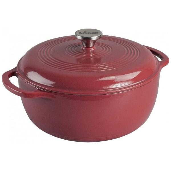 ectqqmxxwk690b_0-1 jpg - Panela de Ferro Fundido 6 Litros Forno Holandês Esmaltado e Antiaderente, Cranberry, LODGE EC6D002B, Vermelho