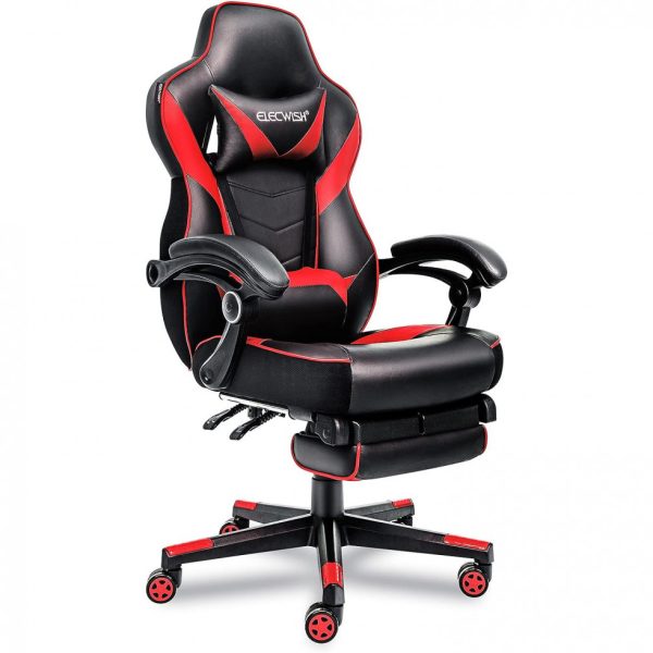 ectqqsnqrs870b_0 jpg - Cadeira Gamer YOURLITEAMZ, Couro PU, Ergonômico,Reclinável, 360 Graus, Preto, Vermelho