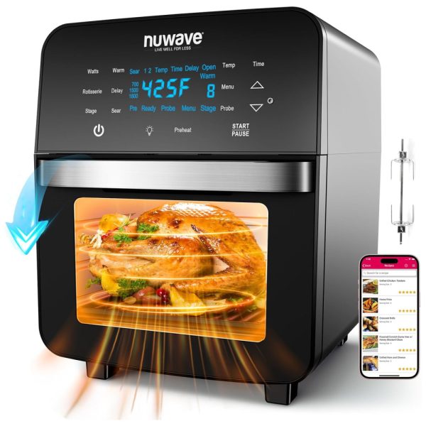 ectqtkfzbccd0b_0 jpg - Air Fryer Forno 14,4L com 150 Predefinições, Espeto de Rotisserie e Tecnologia de Convecção, 110V 1800W, Nuwave, Preto