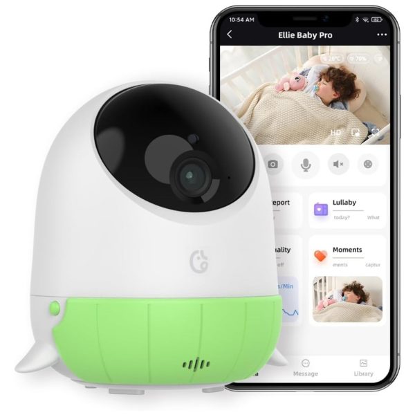 ectqv988qljc0b_0 jpg - Monitor de Bebê Ellie com Câmera 2K HD, Áudio e Alerta de Rosto Coberto, Tecnologia AI Cry e Canção de Ninar Relaxante, Ellie Baby Pro, Verde