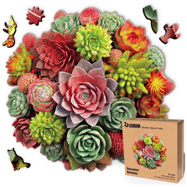 ectqwxct9tpc0b_0 jpg - Quebra Cabeças em Madeira MDF para Adultos, Tema Flores Suculentas com 500 Peças, LEOGOR, Colorido