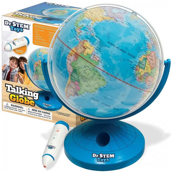 ectqxfx23ld80b_0 jpg - Globo Interativo com Perguntas e Respostas, Músicas e Curiosidades, Idade Rec 6 anos ou Mais, DR. STEM TOYS, Azul