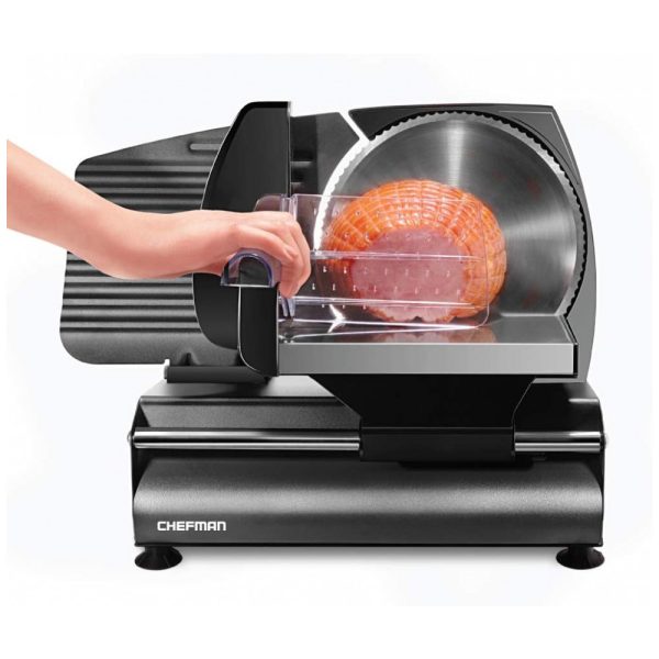 ectqxtvt5tc70b_0 jpg - Fatiador de Frios Elétrico de Aço Inoxidável, 180W, 110v, CHEFMAN Die Cast Electric Deli Food Slicer,, Preto