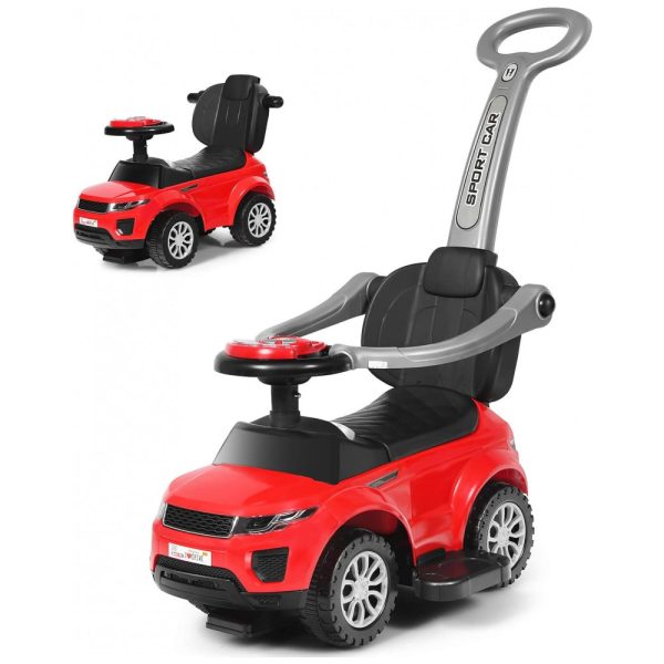 ectq149ky9r80b_0-1 jpg - Carrinho de Passeio Infantil 3 em 1 com Buzina, Música, Luz e Proteção de Braço para Crianças de 1 a 3 Anos, Costzon, Vermelho