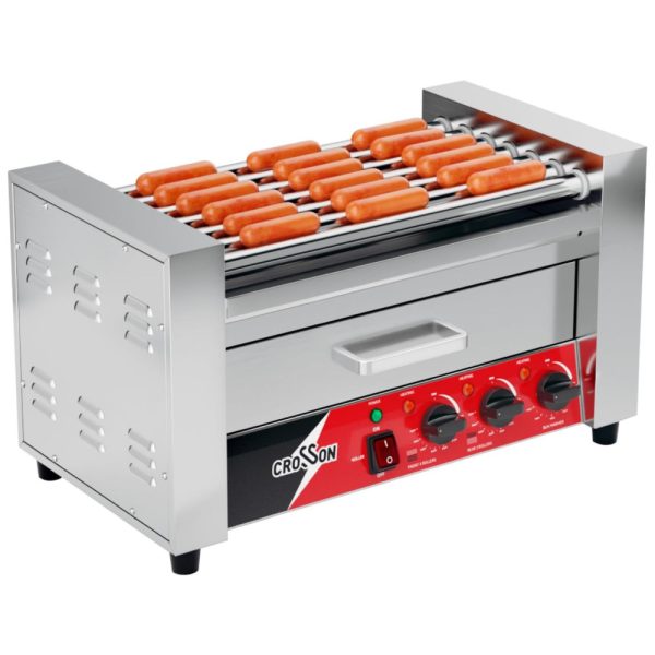 ectq14hdbv3d0b_0 jpg - Máquina de Salsicha Hot Dog Grill CROSSON, 7 rolos antiaderentes, aquecedor de pães, comercial, inox 304, 110V, 1350W, ideal para cozinhar