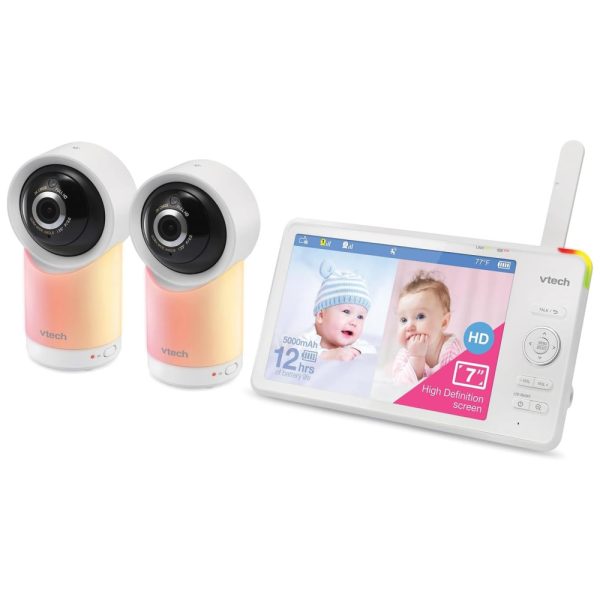 ectq19mxm3fc0b_0-1 jpg - Babá Eletrônica com Monitor com Wi Fi, 2 Câmeras 1080p, Visão 360 ,Luz Noturna e Acesso Remoto,VTECH RM7766 2HD,Branco