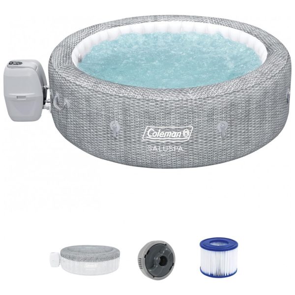 ectq1fb9jmgc0b_0 jpg - Spa Inflável Hidromassagem para 5 a 7 Pessoas Externo com 180 Jatos e Capa, Coleman, Cinza