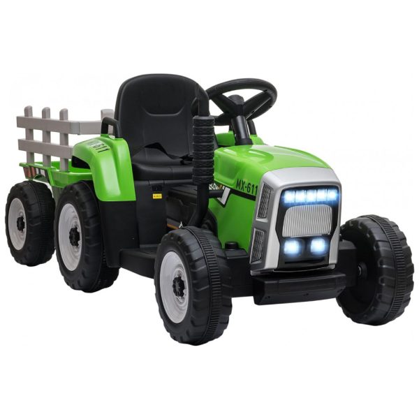 ectq213bm4jc0b_0 jpg - Trator Elétrico Infantil com Controle Remoto, Reboque, Motores Duplos de 25W, Som e Luzes LED, 12V, Aosom, Verde